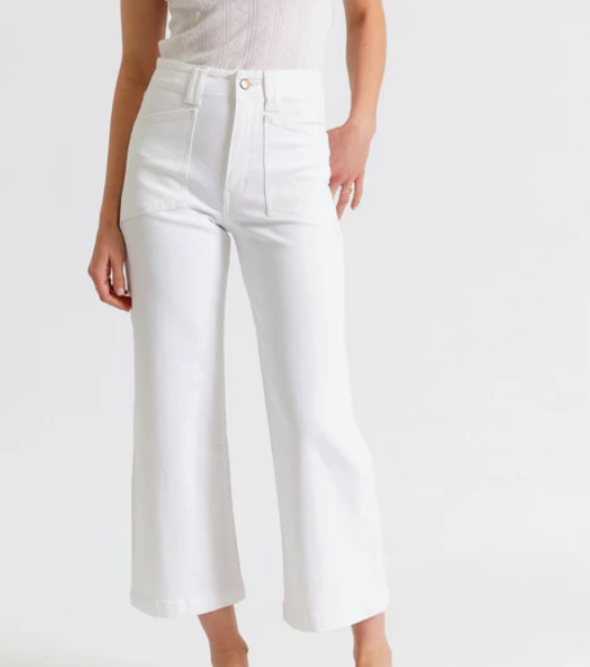 Daze Denim Valley Girl Wide Leg Ankle in Lamb