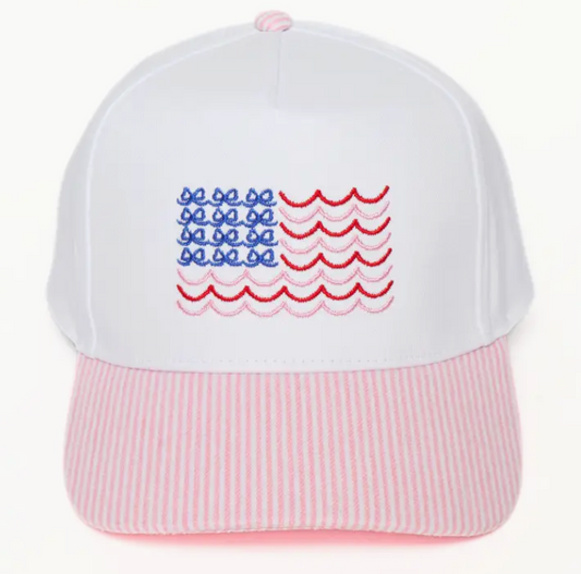 Pink Wave American Flag Hat