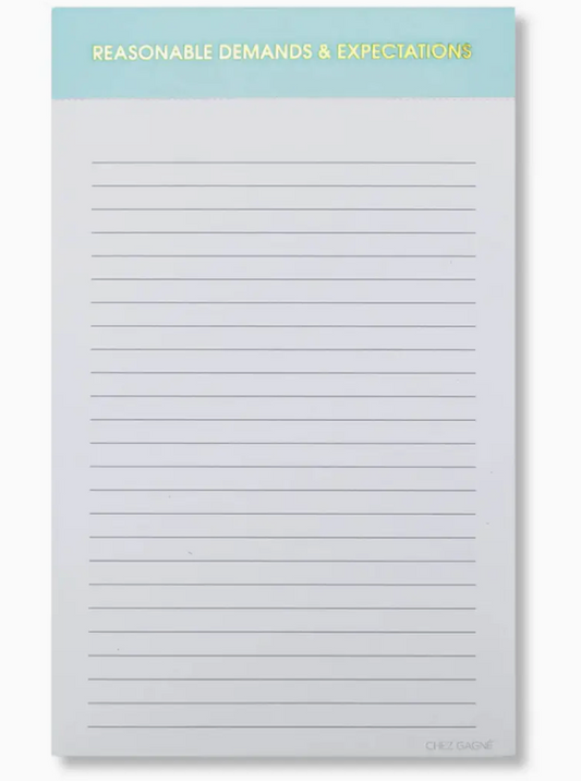 Reasonable Demands + Expectations Notepad
