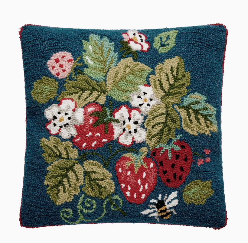 Vintage Strawberries Hook Pillow