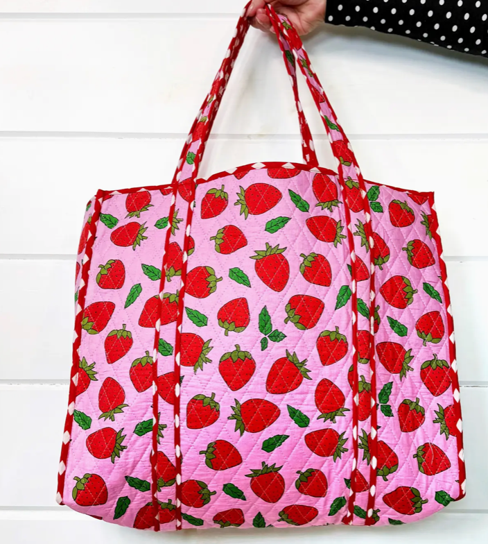 Strawberry Quilted Tote