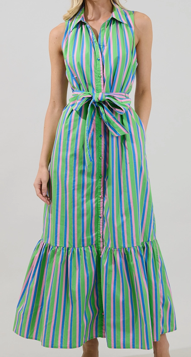 Cileah Collared Maxi Dress Stripe