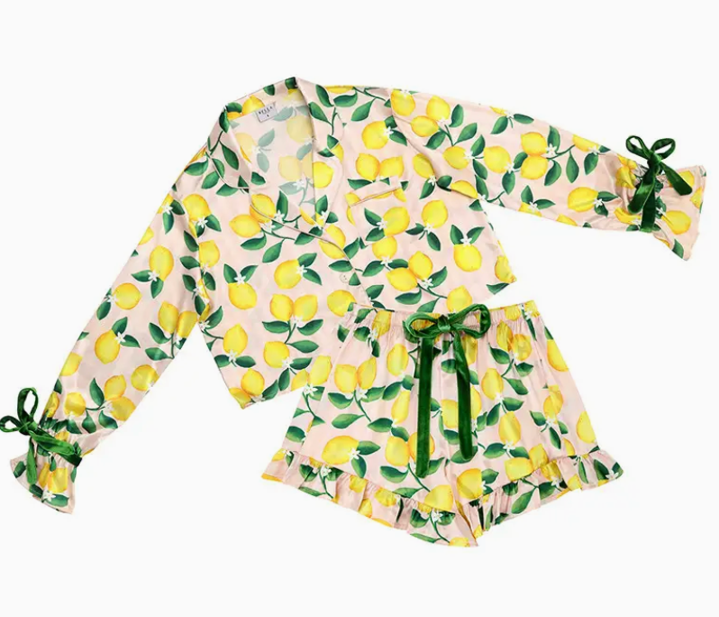Pink Stripe and Lemon PJ Set