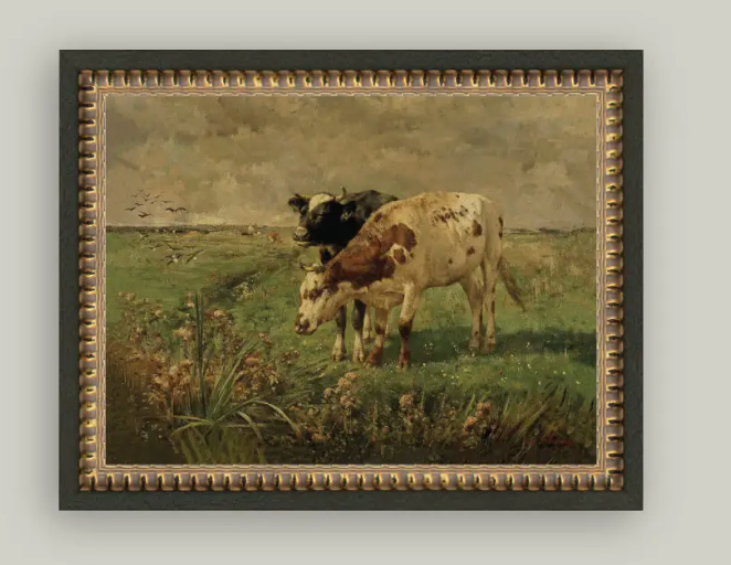 Black and Brown Cows Framed Art