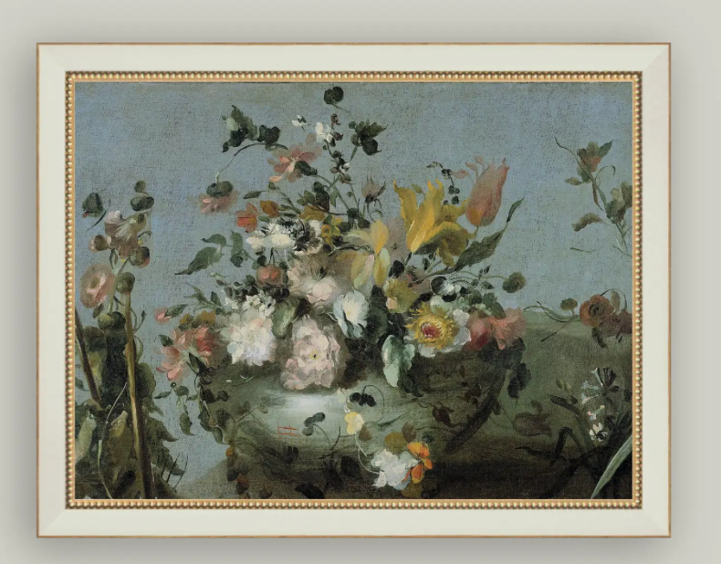 Blue Still Life with Flowers Framed Print