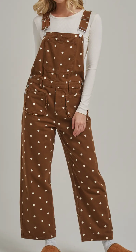 Brown Polka Dot Overalls