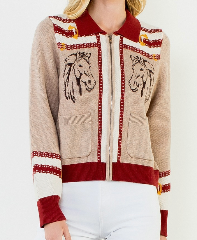 Zipper Horse Sweater