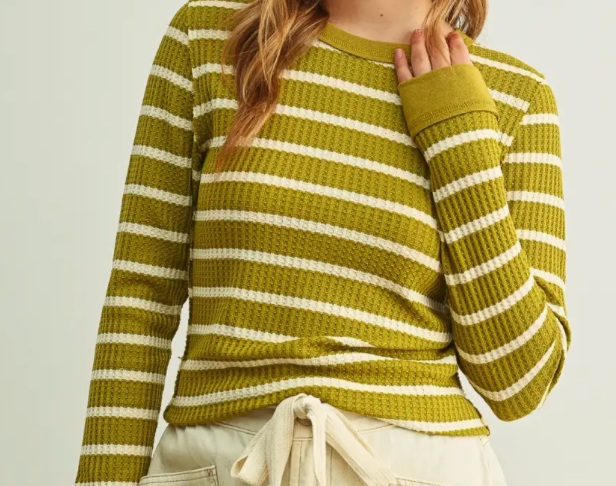 Green Waffle Long Sleeve