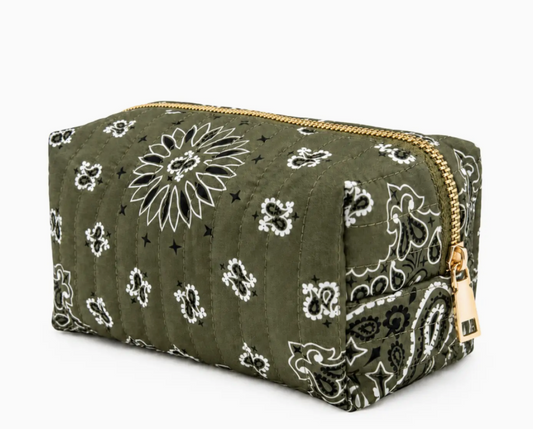 Moss Olive Bandana Cosmetic Bag