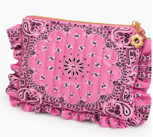 Pink Bandana Ruffle Pouch