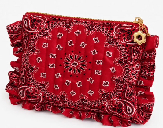 Red Bandana Ruffle Pouch
