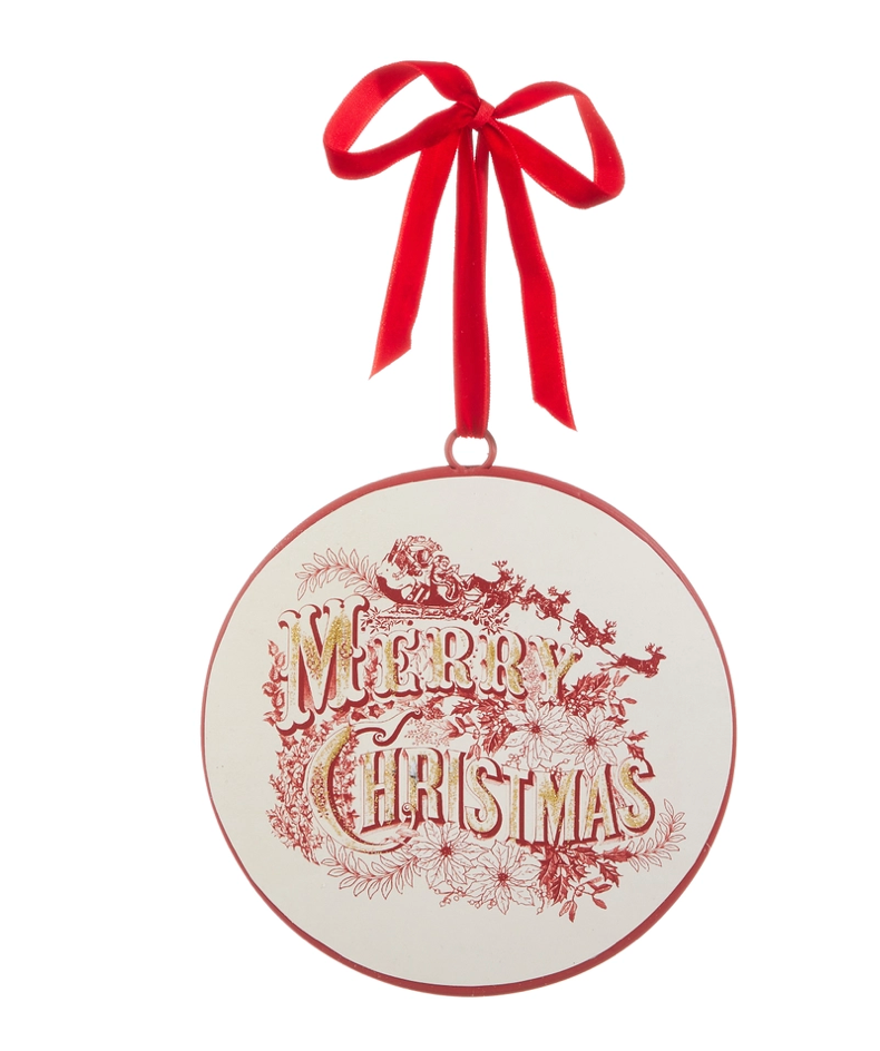 Vintage Merry Christmas Disc Ornament
