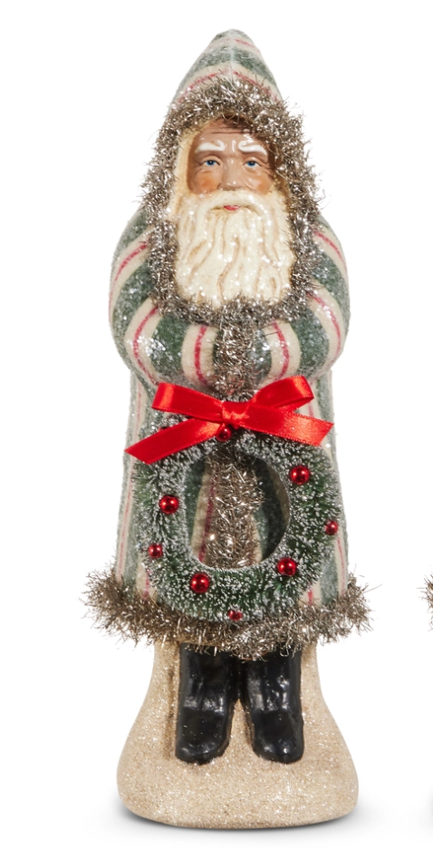 Yuletide Green Stripe Old World Santa