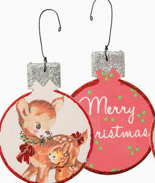 Double Sided Retro Deer Ornament Set