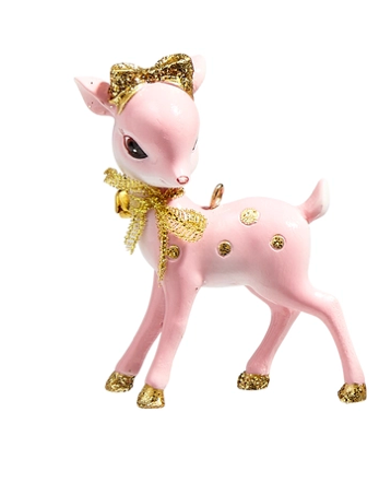 Pink Retro Deer Ornament