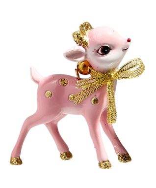 Pink Retro Deer Ornament