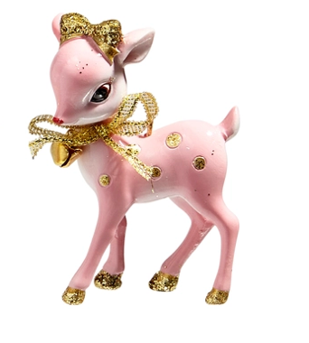 Pink Retro Deer Ornament